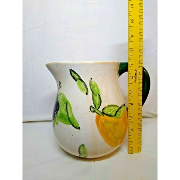 Vigor Ceramic Fruit Pitcher Grapes, Apple & Pear Large 8" tall Vase - Picture 1 of 7